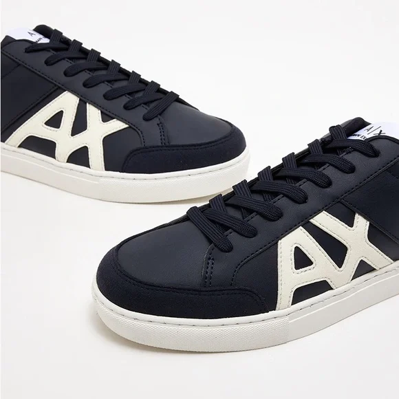 ARMANI EXCHANGE Logo Detail Lace Up Sneakers Size 12 - Picture 2 of 14